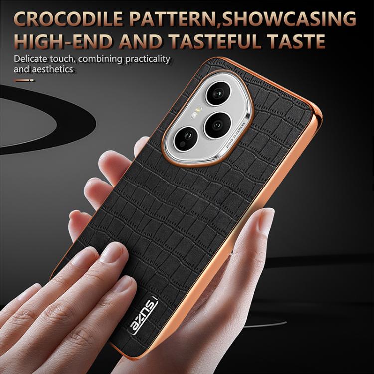 For Honor 400 Pro Global 160.8mm AZNS Electroplated Frame Crocodile Texture Full Coverage Phone Case