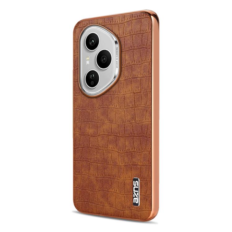 For Honor 400 Pro Global 160.8mm AZNS Electroplated Frame Crocodile Texture Full Coverage Phone Case