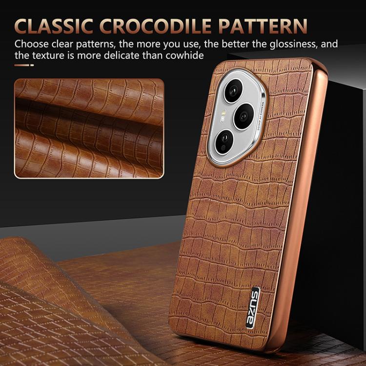 For Honor 400 Pro Global 160.8mm AZNS Electroplated Frame Crocodile Texture Full Coverage Phone Case