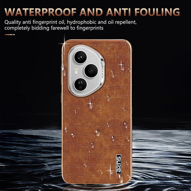 For Honor 400 Pro Global 160.8mm AZNS Electroplated Frame Crocodile Texture Full Coverage Phone Case