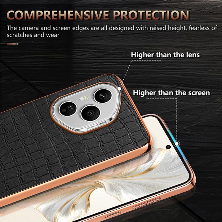 For Honor 400 Pro Global 160.8mm AZNS Electroplated Frame Crocodile Texture Full Coverage Phone Case