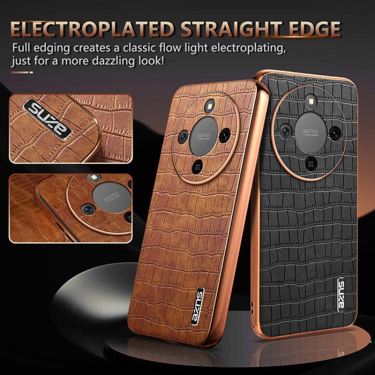 For Honor X70 5G AZNS Electroplated Frame Crocodile Texture Full Coverage Phone Case