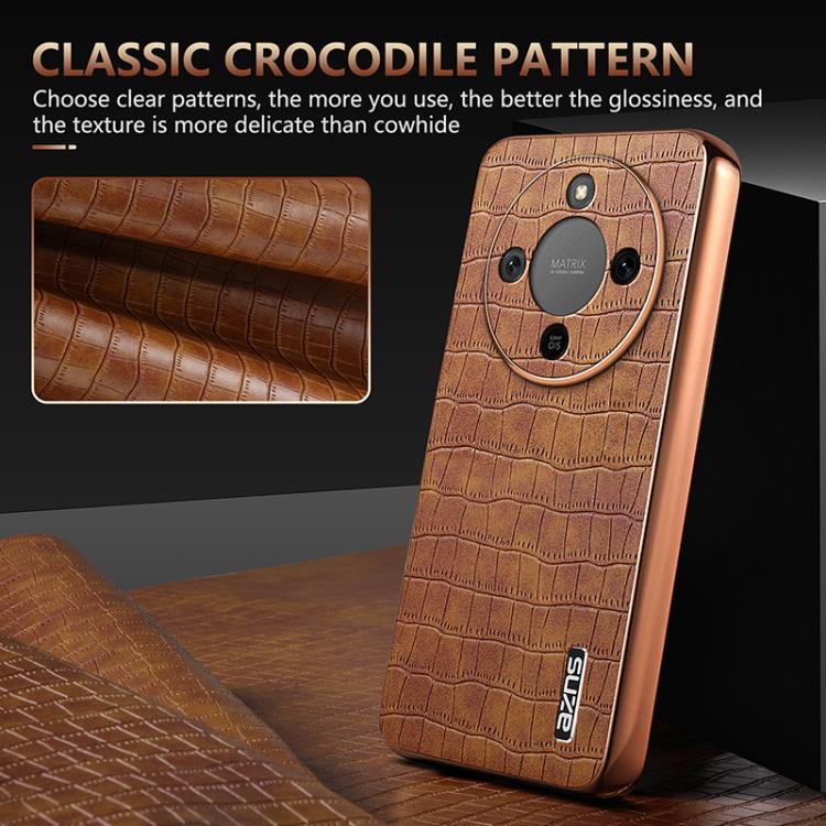 For Honor X70 5G AZNS Electroplated Frame Crocodile Texture Full Coverage Phone Case