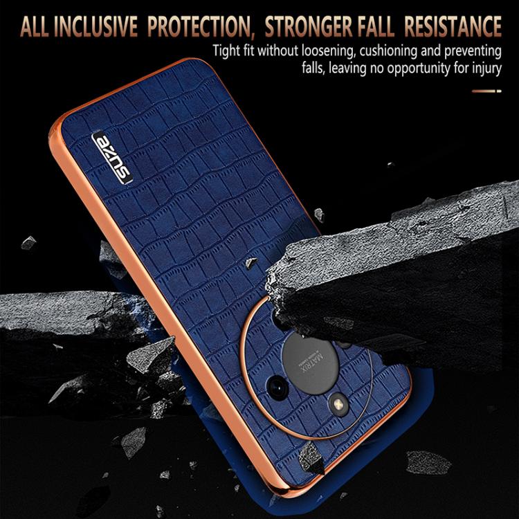 For Honor X70 5G AZNS Electroplated Frame Crocodile Texture Full Coverage Phone Case