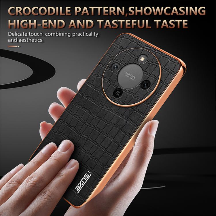For Honor X70 5G AZNS Electroplated Frame Crocodile Texture Full Coverage Phone Case