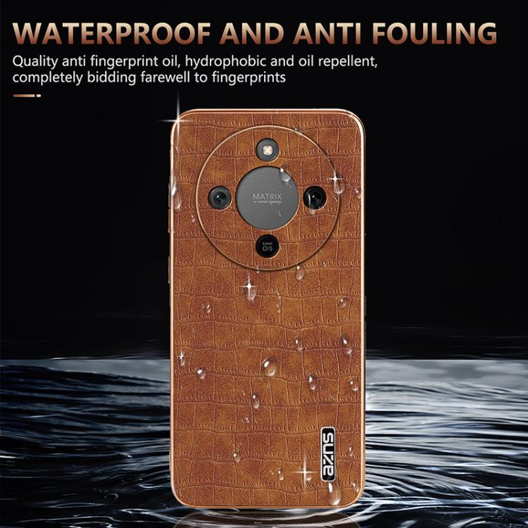 For Honor X70 5G AZNS Electroplated Frame Crocodile Texture Full Coverage Phone Case