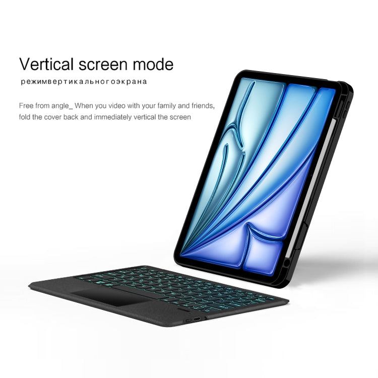 For iPad mini 6 Intelligent Detachable Touch Bluetooth Keyboard Leather Tablet Case with Backlight/Pen Slot - Black
