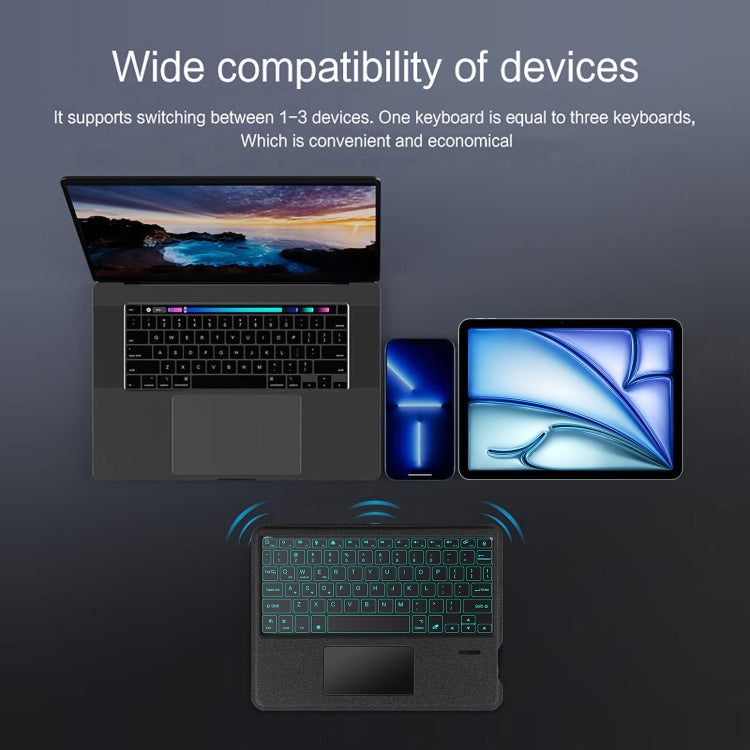 For iPad mini 6 Intelligent Detachable Touch Bluetooth Keyboard Leather Tablet Case with Backlight/Pen Slot - Black