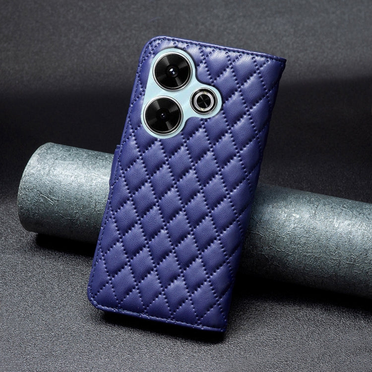 For Xiaomi Poco M6 4G / Redmi 13 4G Diamond Lattice Wallet Flip Leather Phone Case