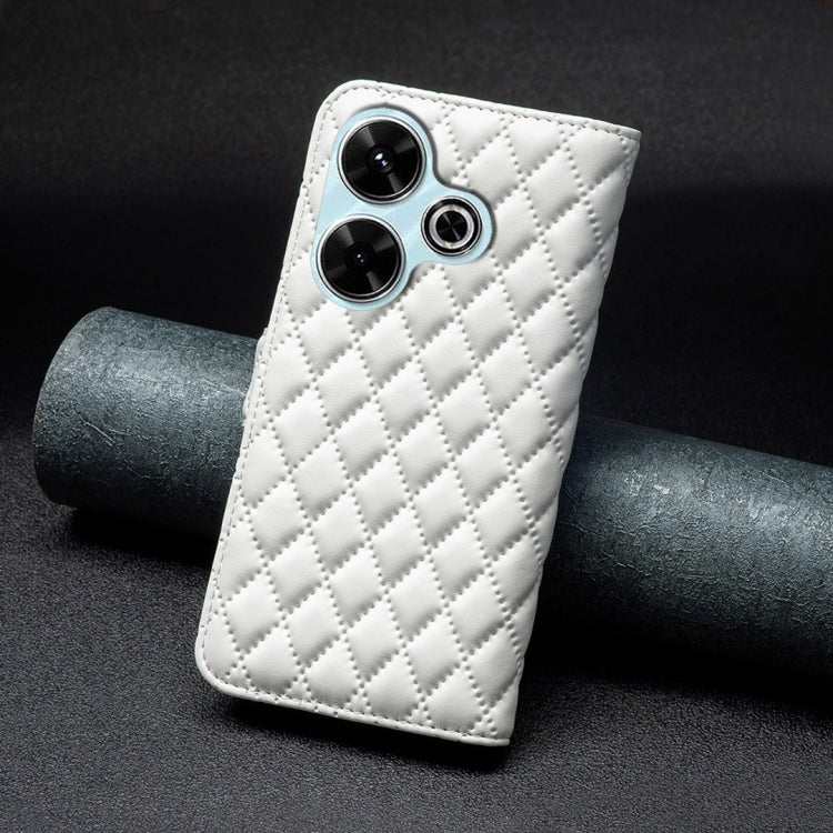 For Xiaomi Poco M6 4G / Redmi 13 4G Diamond Lattice Wallet Flip Leather Phone Case