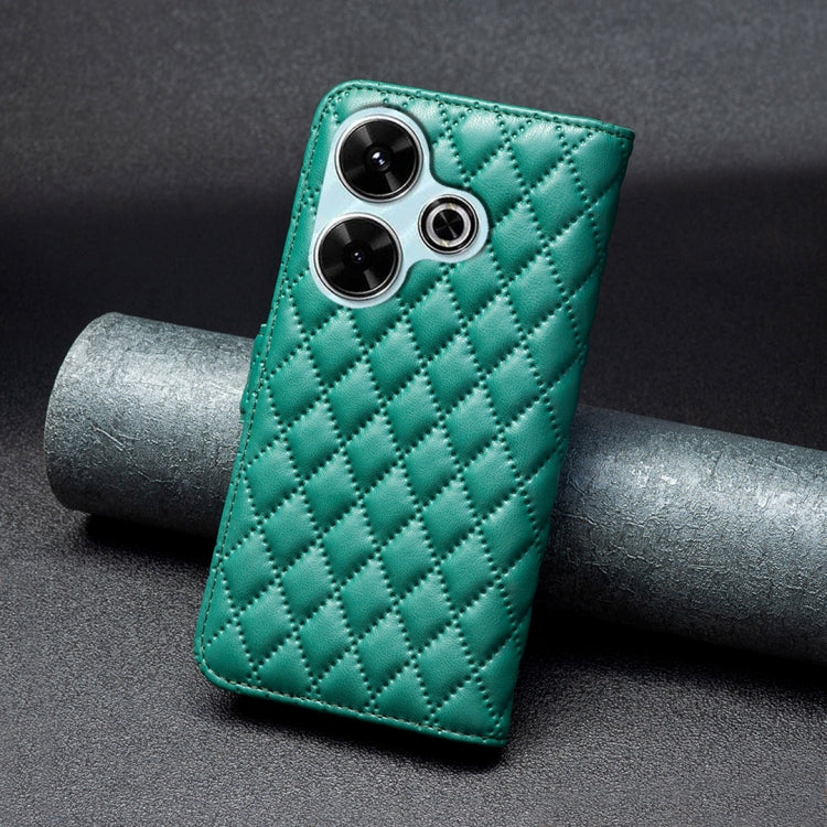 For Xiaomi Poco M6 4G / Redmi 13 4G Diamond Lattice Wallet Flip Leather Phone Case