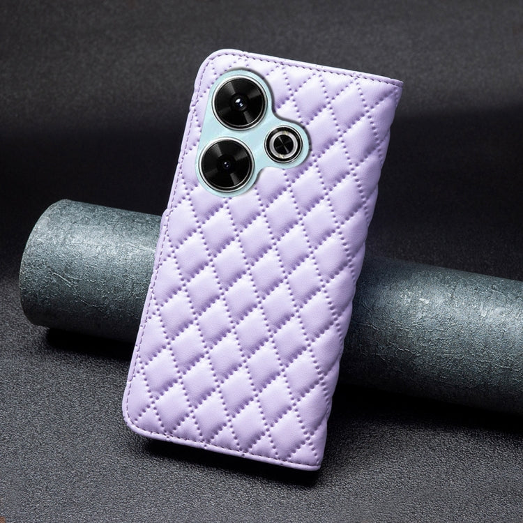 For Xiaomi Poco M6 4G / Redmi 13 4G Diamond Lattice Wallet Flip Leather Phone Case