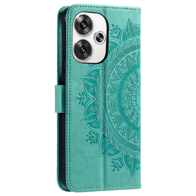 For Xiaomi Poco F6 Totem Flower Embossed Leather Phone Case with Lanyard