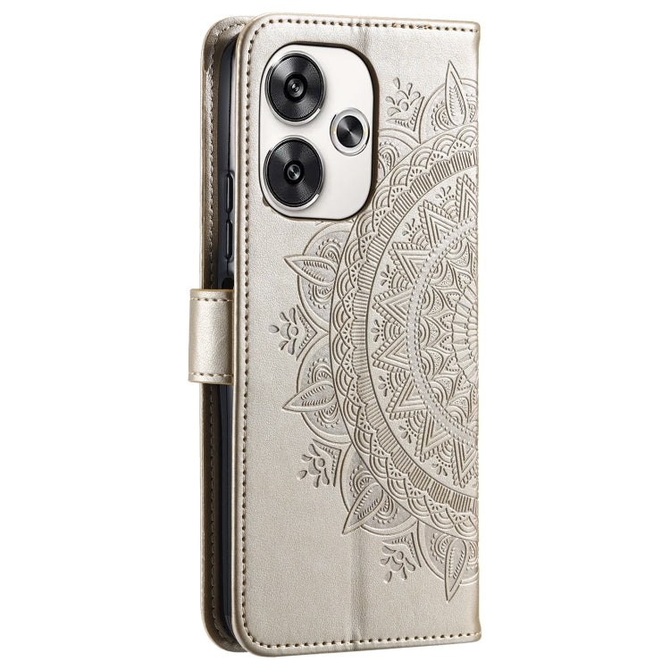 For Xiaomi Poco F6 Totem Flower Embossed Leather Phone Case with Lanyard