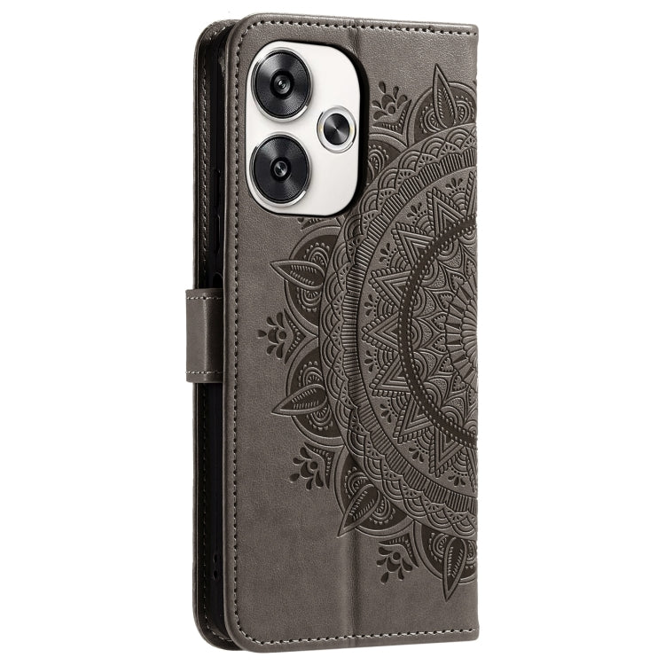 For Xiaomi Poco F6 Totem Flower Embossed Leather Phone Case with Lanyard