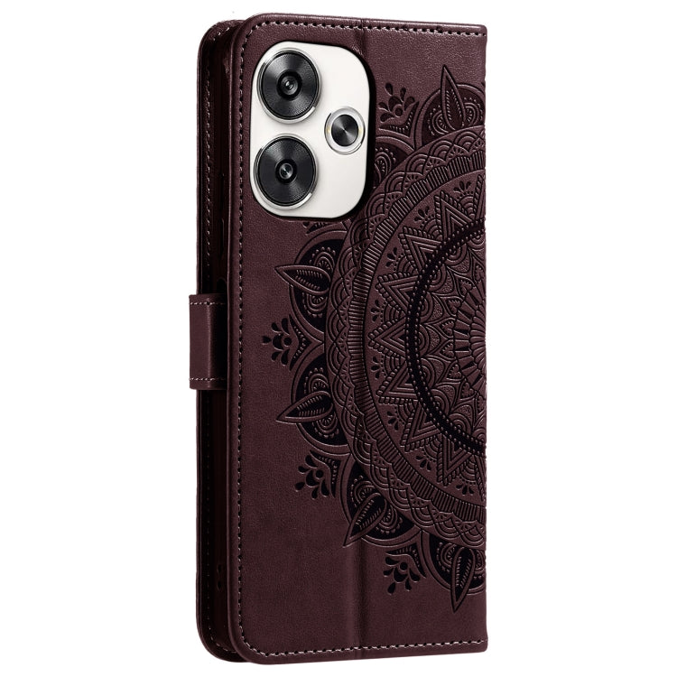 For Xiaomi Poco F6 Totem Flower Embossed Leather Phone Case with Lanyard
