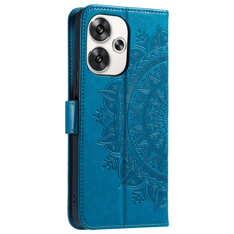 For Xiaomi Poco F6 Totem Flower Embossed Leather Phone Case with Lanyard