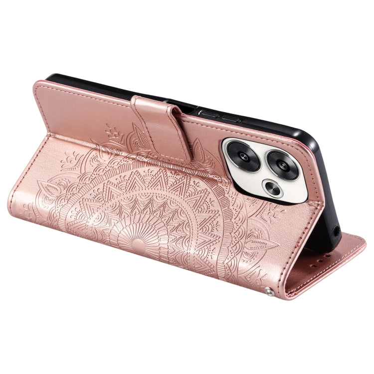 For Xiaomi Poco F6 Totem Flower Embossed Leather Phone Case with Lanyard