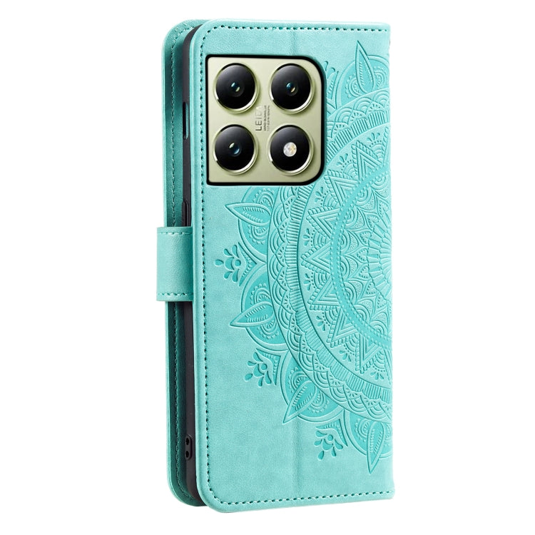 For Xiaomi 14T Totem Flower Embossed Leather Phone Case with Lanyard