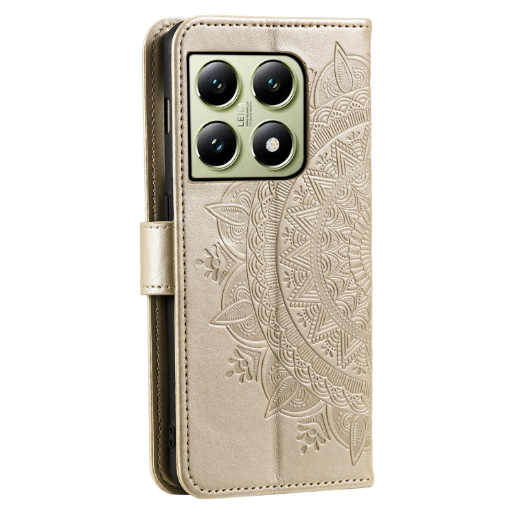 For Xiaomi 14T Totem Flower Embossed Leather Phone Case with Lanyard