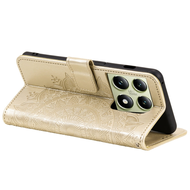 For Xiaomi 14T Totem Flower Embossed Leather Phone Case with Lanyard