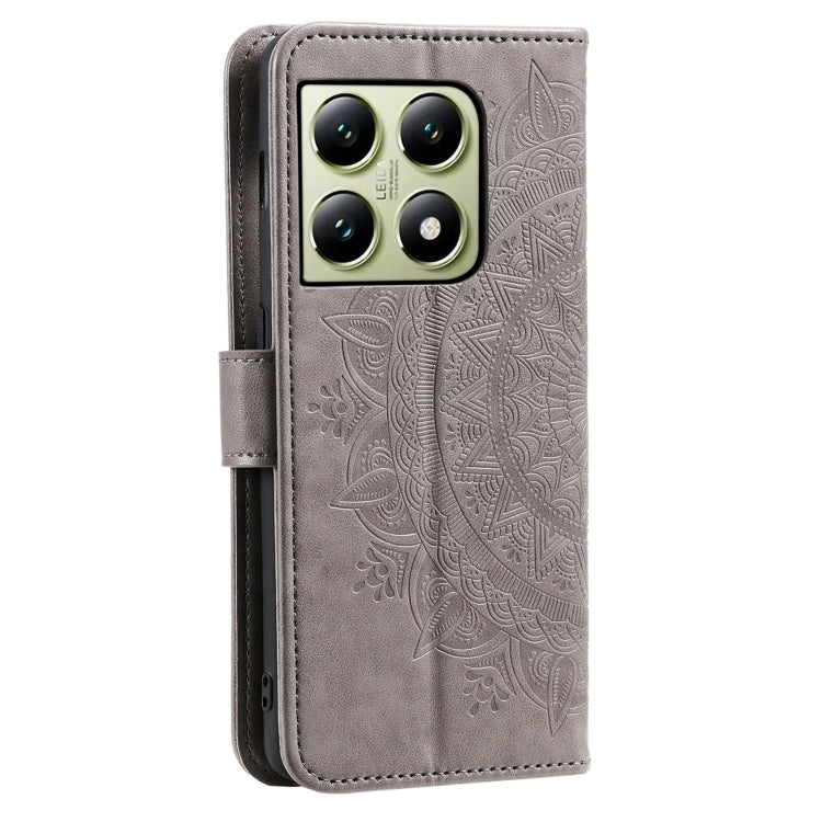 For Xiaomi 14T Totem Flower Embossed Leather Phone Case with Lanyard