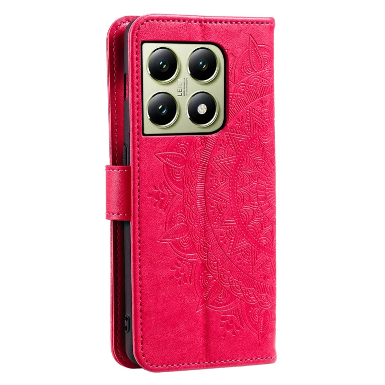 For Xiaomi 14T Totem Flower Embossed Leather Phone Case with Lanyard