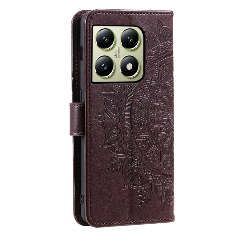 For Xiaomi 14T Totem Flower Embossed Leather Phone Case with Lanyard