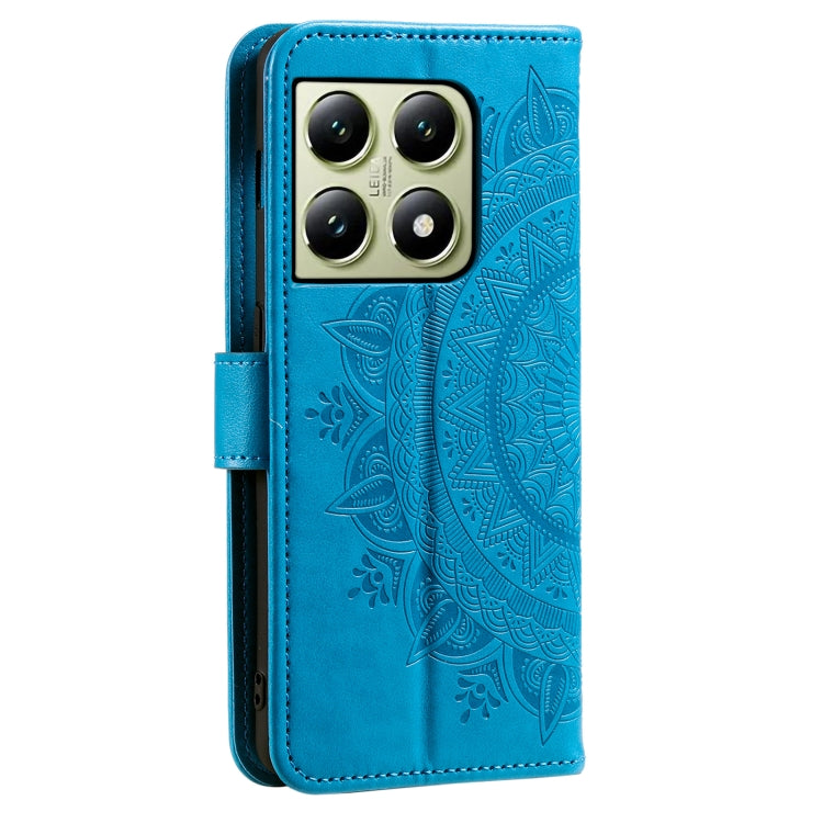 For Xiaomi 14T Totem Flower Embossed Leather Phone Case with Lanyard
