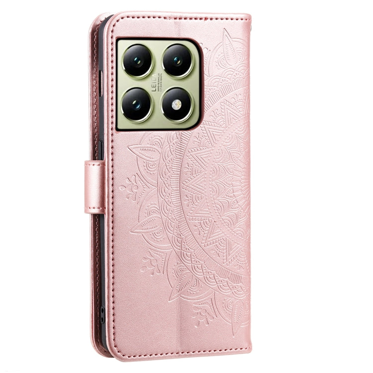 For Xiaomi 14T Totem Flower Embossed Leather Phone Case with Lanyard
