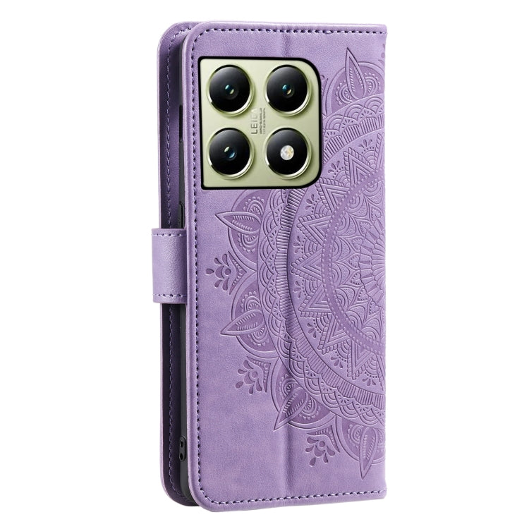For Xiaomi 14T Totem Flower Embossed Leather Phone Case with Lanyard