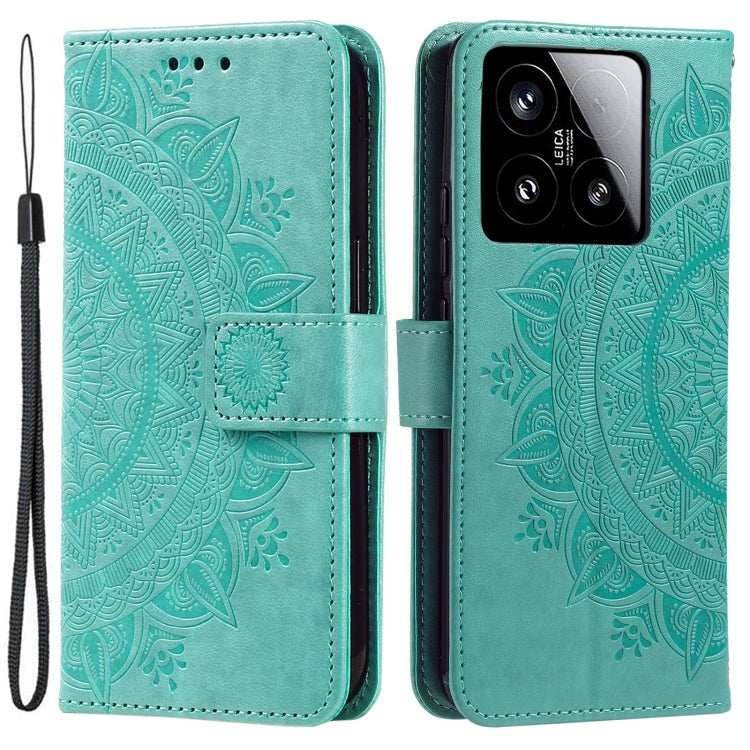 For Xiaomi 15 Totem Flower Embossed Leather Phone Case with Lanyard