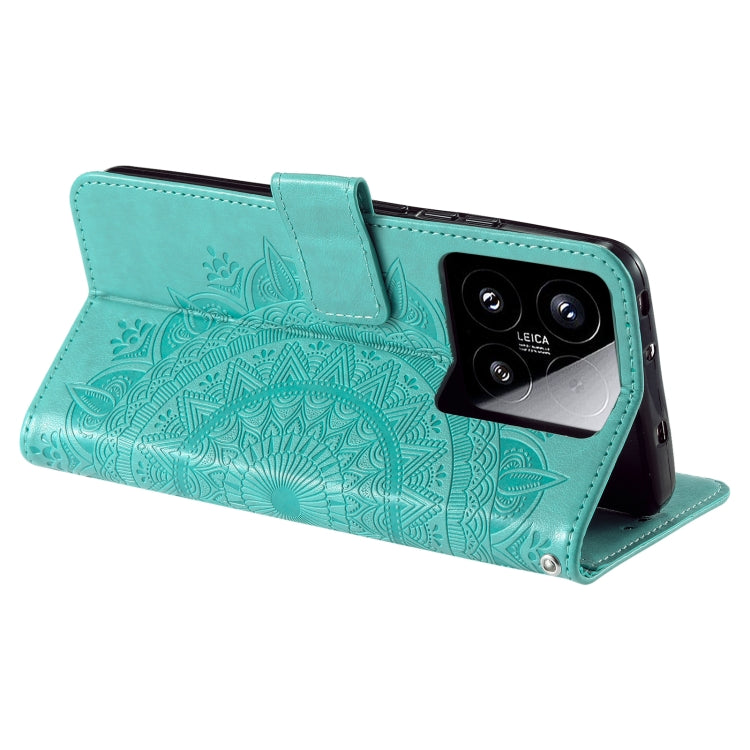 For Xiaomi 15 Totem Flower Embossed Leather Phone Case with Lanyard