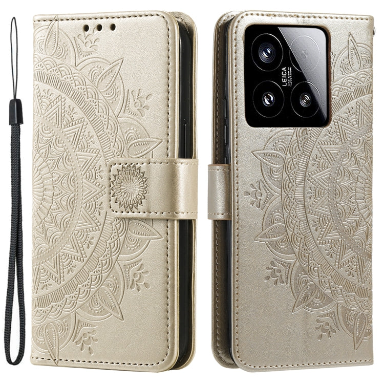 For Xiaomi 15 Totem Flower Embossed Leather Phone Case with Lanyard