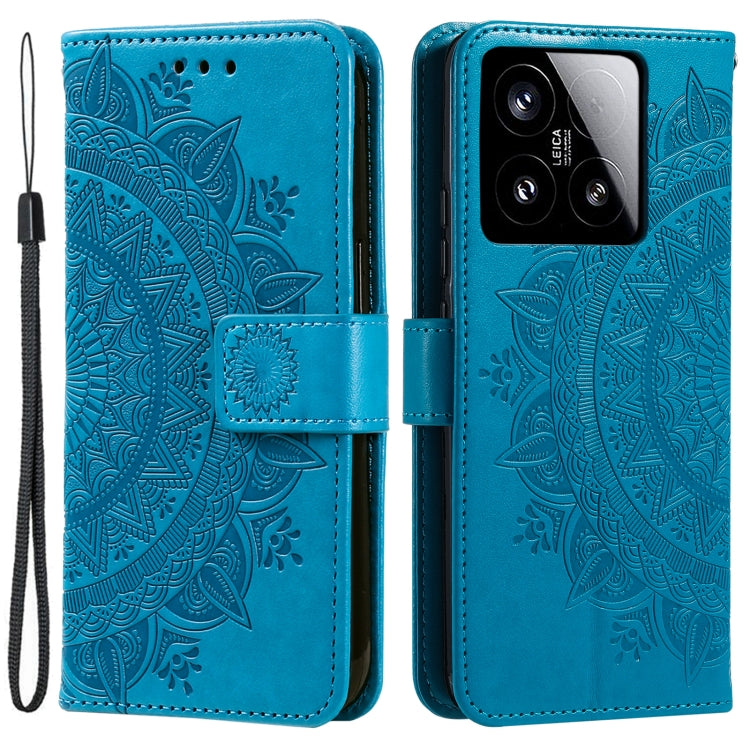 For Xiaomi 15 Totem Flower Embossed Leather Phone Case with Lanyard