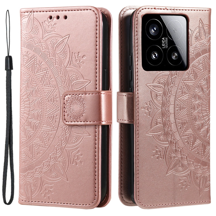 For Xiaomi 15 Totem Flower Embossed Leather Phone Case with Lanyard