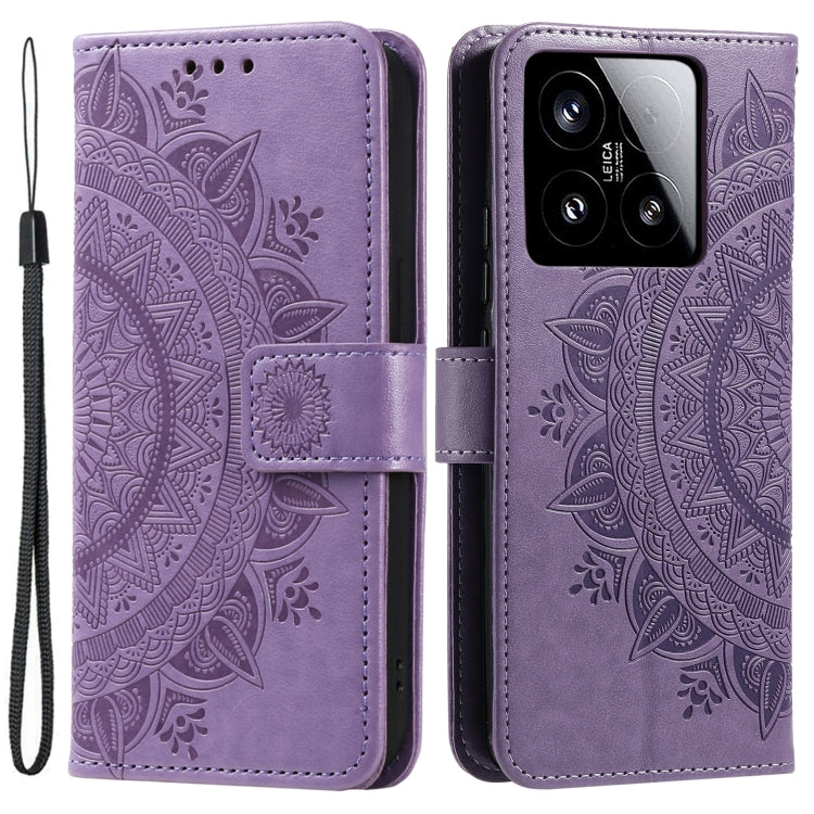 For Xiaomi 15 Totem Flower Embossed Leather Phone Case with Lanyard