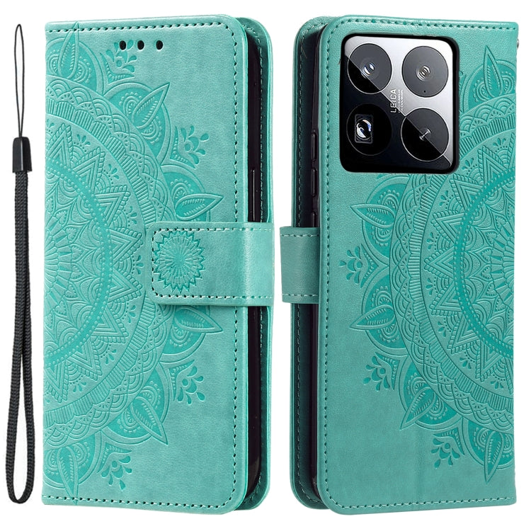 For Xiaomi 15 Pro Totem Flower Embossed Leather Phone Case with Lanyard