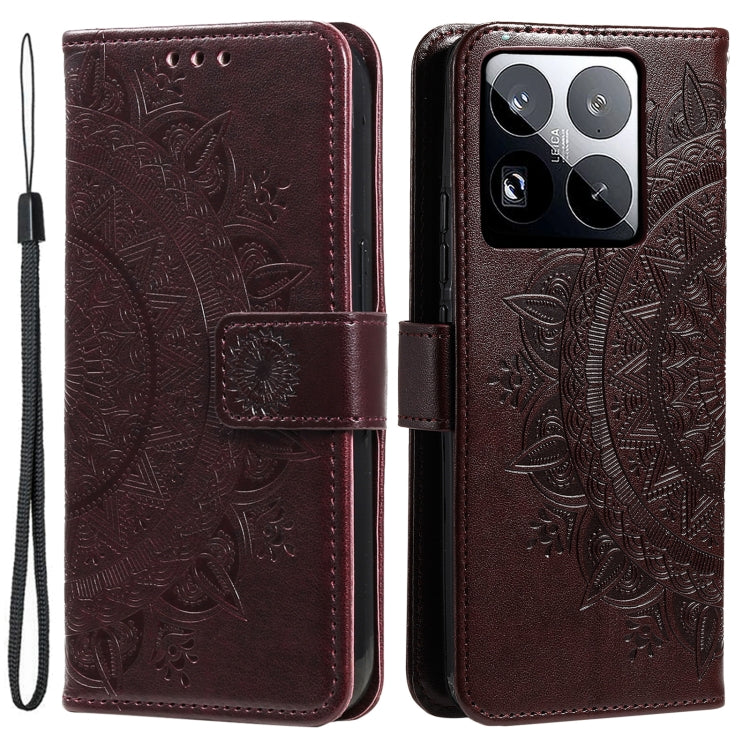 For Xiaomi 15 Pro Totem Flower Embossed Leather Phone Case with Lanyard