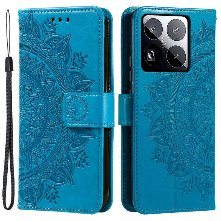 For Xiaomi 15 Pro Totem Flower Embossed Leather Phone Case with Lanyard
