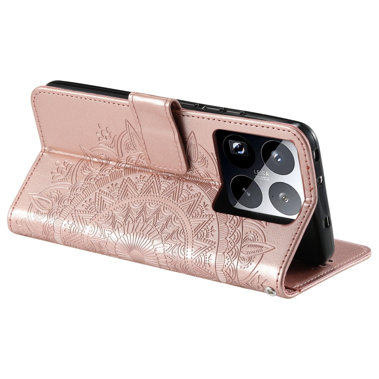 For Xiaomi 15 Pro Totem Flower Embossed Leather Phone Case with Lanyard
