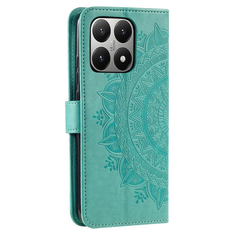 For Xiaomi 15T Totem Flower Embossed Leather Phone Case with Lanyard