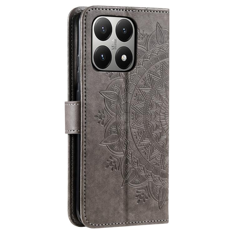 For Xiaomi 15T Totem Flower Embossed Leather Phone Case with Lanyard