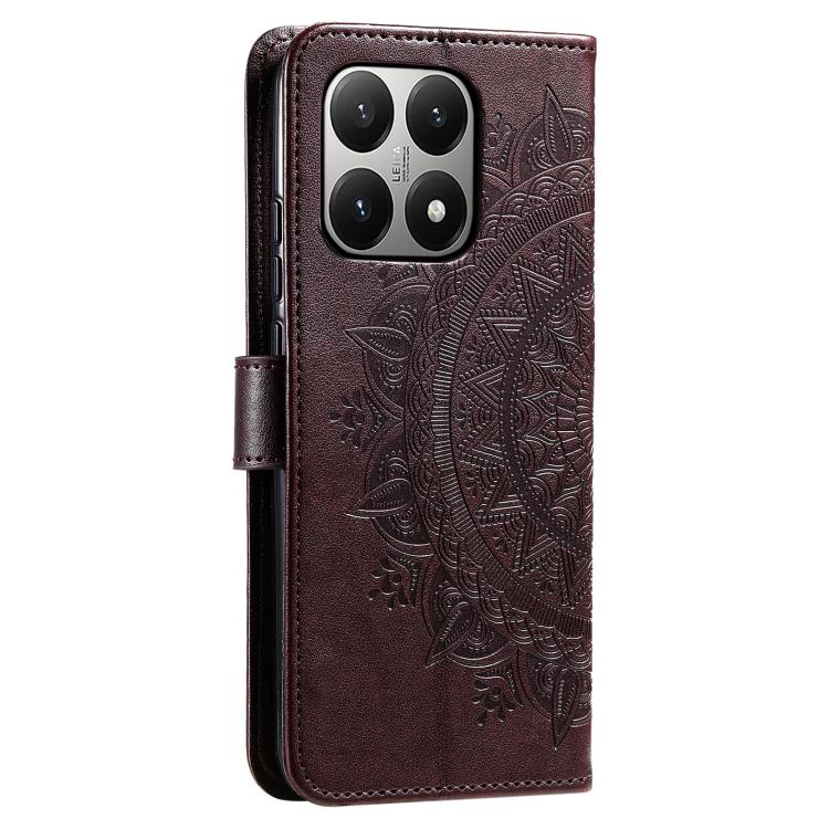 For Xiaomi 15T Totem Flower Embossed Leather Phone Case with Lanyard