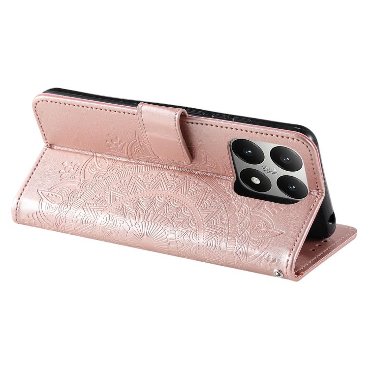 For Xiaomi 15T Totem Flower Embossed Leather Phone Case with Lanyard