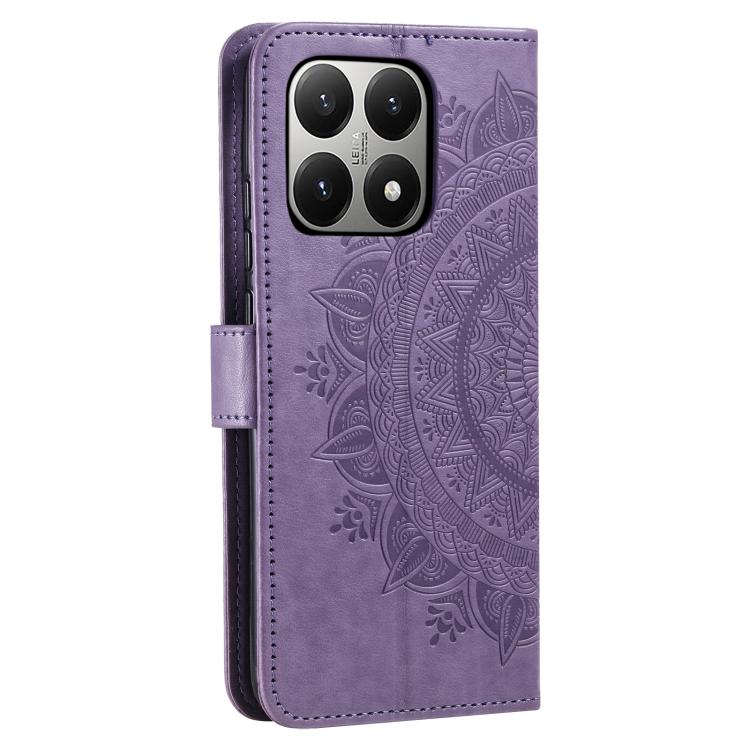 For Xiaomi 15T Totem Flower Embossed Leather Phone Case with Lanyard