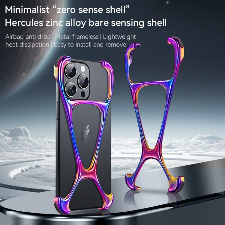 For iPhone 14 Pro Max Hercules Zinc Alloy Borderless Metal Phone Case