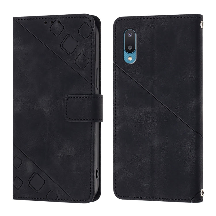 For Samsung Galaxy A02 / M02 Skin Feel Embossed Leather Phone Case