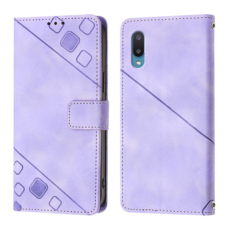 For Samsung Galaxy A02 / M02 Skin Feel Embossed Leather Phone Case