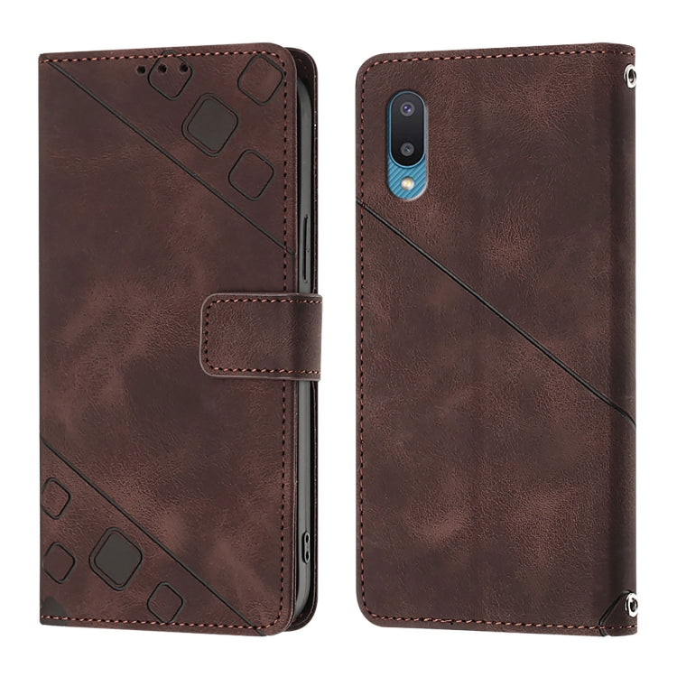 For Samsung Galaxy A02 / M02 Skin Feel Embossed Leather Phone Case